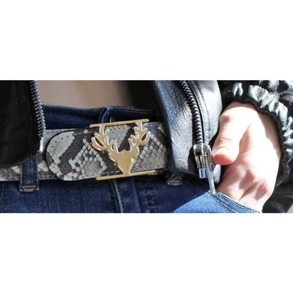 Taxidermy Python Logo Belt w/Dust Bag Sz. XS - Picture 2 of 7